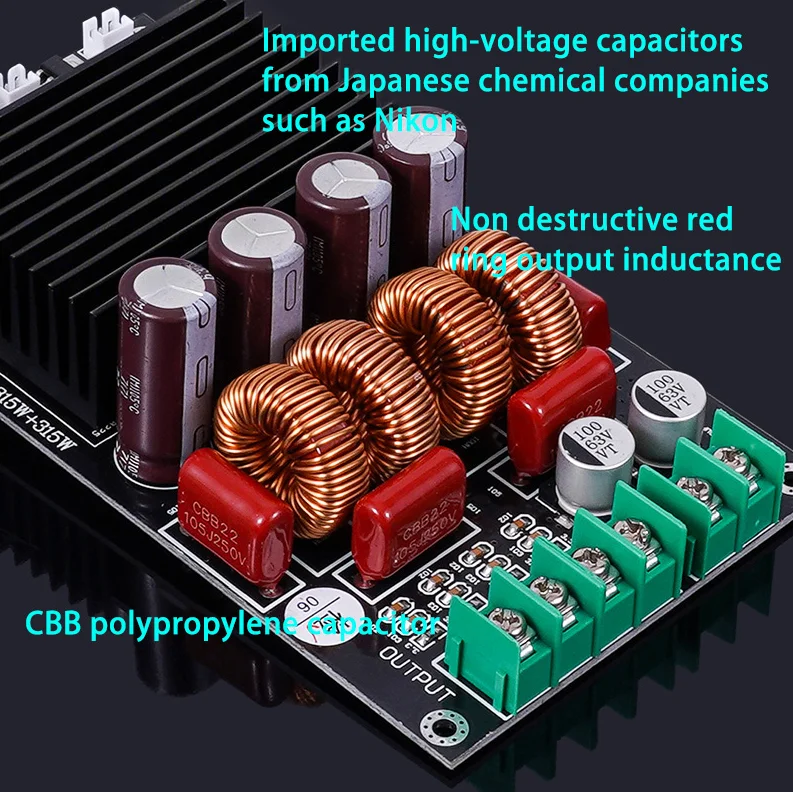 Фото Плата усилителя BRZHIFI Factory SAMP-100 TPA3255 2x300W 600W высокой мощности, цифровая, класса D, алюминиевая, Hi-Fi, 2-канальная, 150W №2