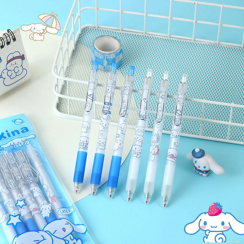 

6PCS Kawaii Sanrio Neutral Pen Cinnamoroll Anime Cute Student Examination Study Do Homework Stationery Toys For Girls Gifts