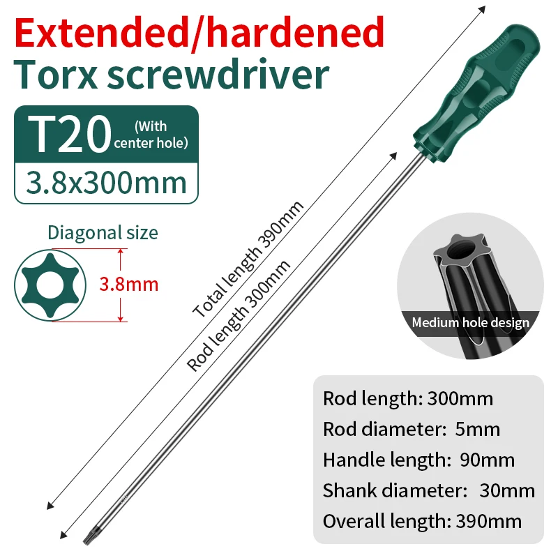 

LUXIANZI 1 шт. удлиненная отвертка Torx с магнитной головкой с отверстием T15 T20 T25 T30 для домашнего ремонта автомобилей, бытовые инструменты, отвертка