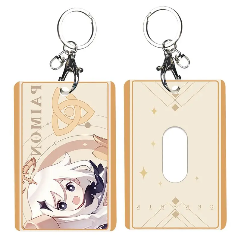 

Genshin Impact Paimon Abs Anime Student Id Bus Bank Card Holder Keychain Card Case Cover Box Pendant Keyring Decor Cosplay Gift