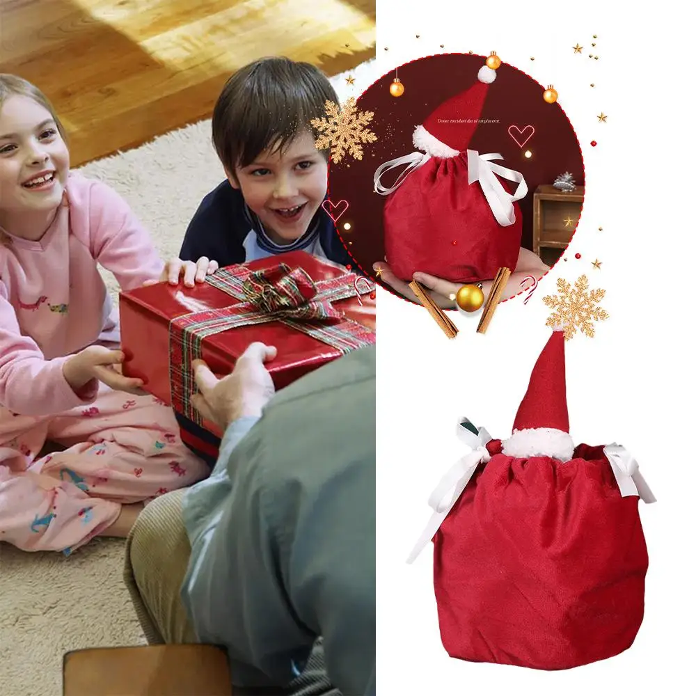 

Merry Christmas Gift Bag Candy Xmas Apple Velvet Drawstring Favor Year Wedding Wrapping Feative Bags Pouches New Party Gift H2U5