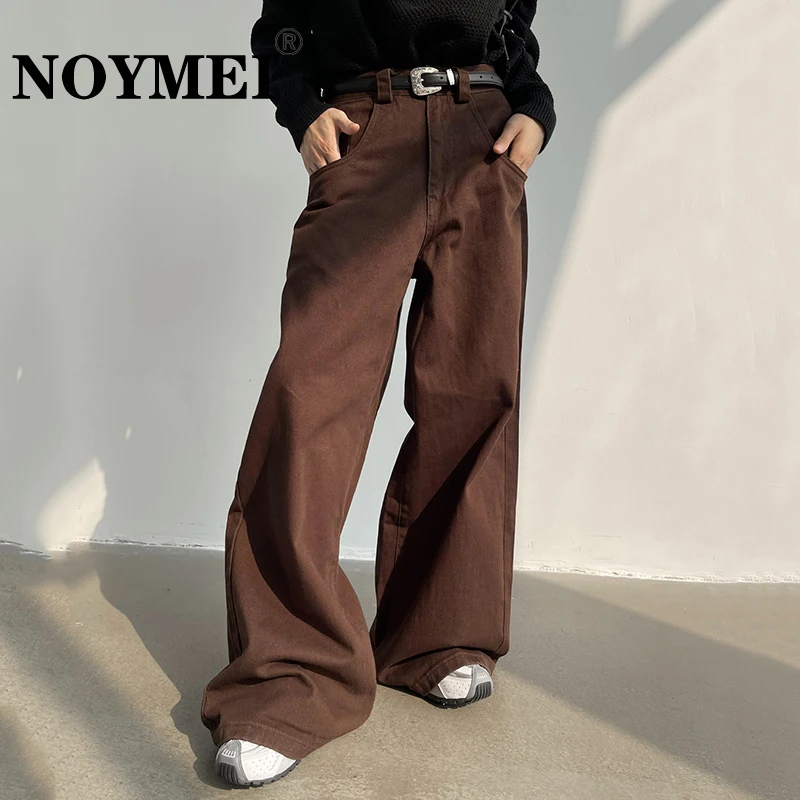 

NOYMEI Spring Pockerts Men's Pants Straight Loose Casual Zipper Fashion Loose New 2023 High Street Wash Solid Color Jeans WA181
