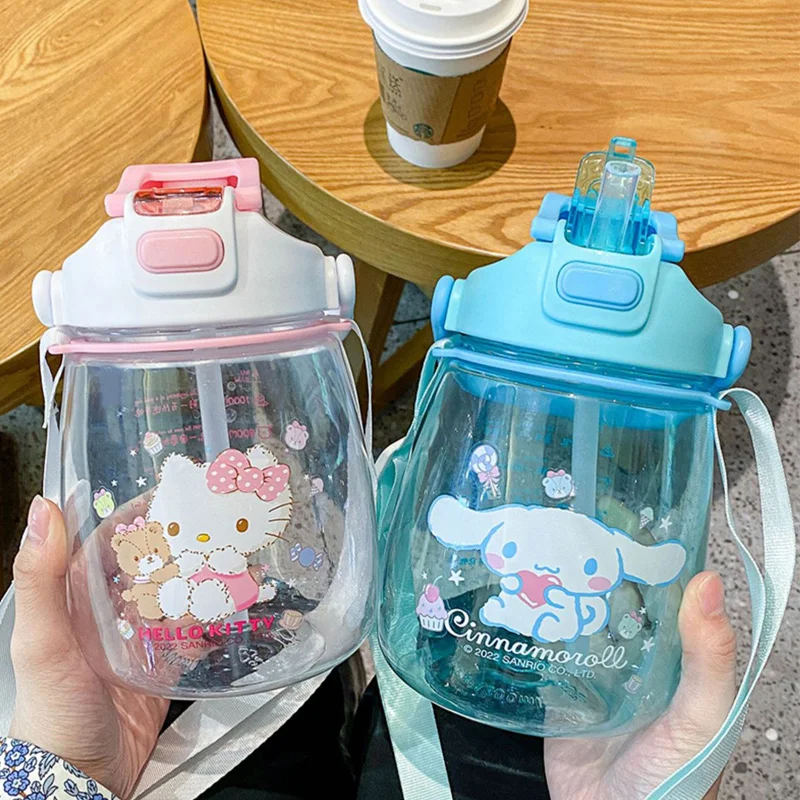 

1200 мл Kawaii Sanrios Hello Kittys Cinnamoroll чашка для воды для девочек чашка для живота милый мультяшный летний портативный чайник большой емкости