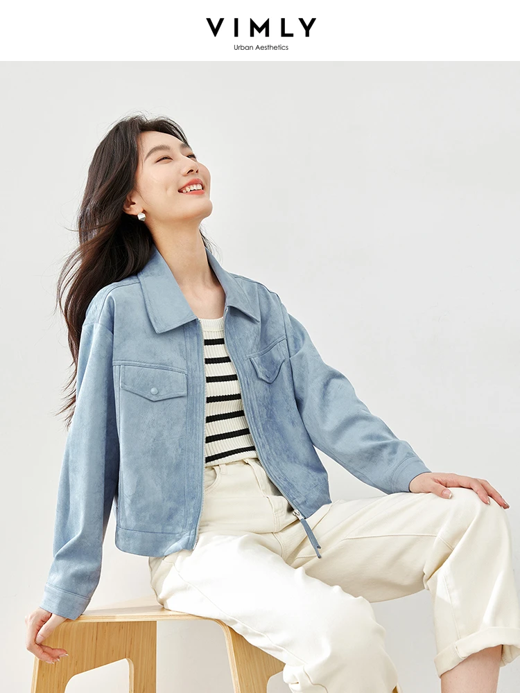 Куртка женская из искусственной кожи на молнии с длинным рукавом