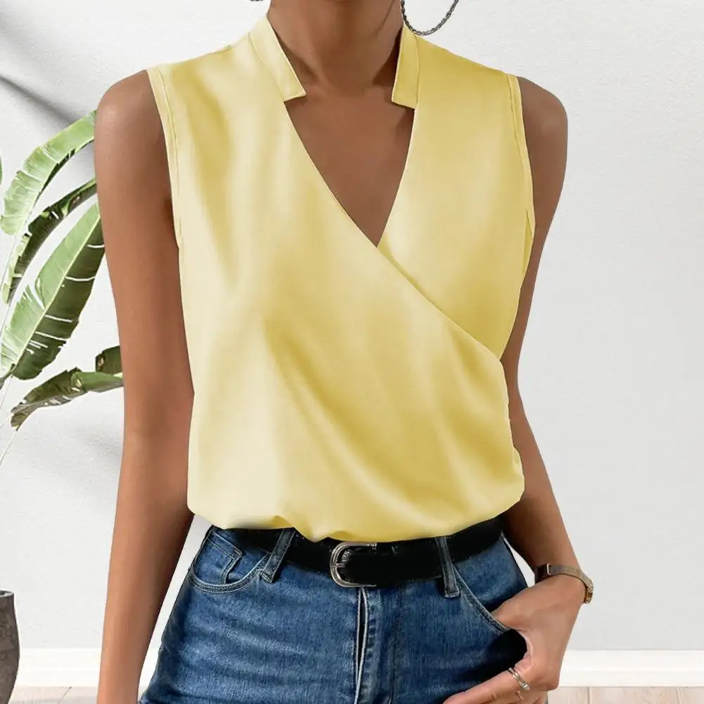 

Tee Top Sleeveless Casual T-shirt Simple Loose Pure Color Tank Top