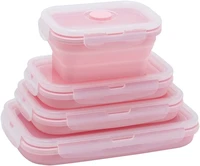 silicone lunch box collapsible folding food storage container with lids kitchen microwave freezer and dishwasher safe kids