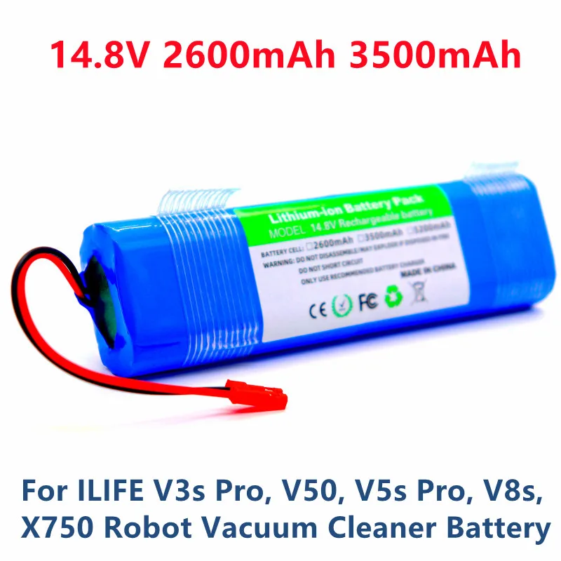 14.8V 2600mAh Rechargeable Battery for ILIFE V3s Pro, V50, V5s Pro, V8s, X750, For ZACO V3, V40, V5s Pro, V5x Robot Battery