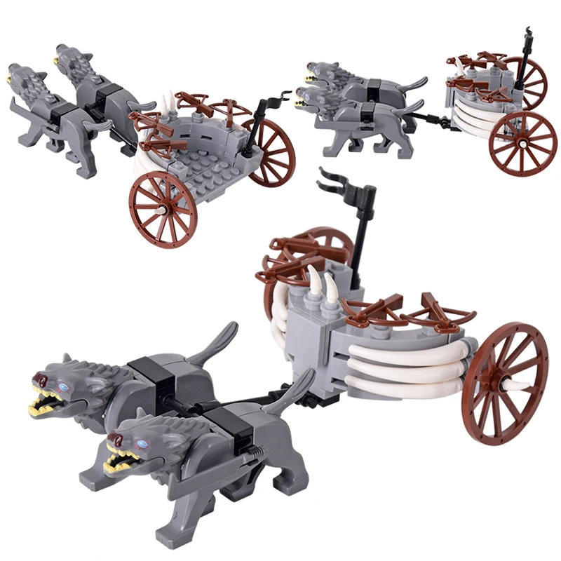 MOC Medieval lotr Figures Orc Soldiers Raider Vargr Wolf Chariot Orcus Uruk-hai Knights Building Blocks Bricks Kids Toys gifts images - 6
