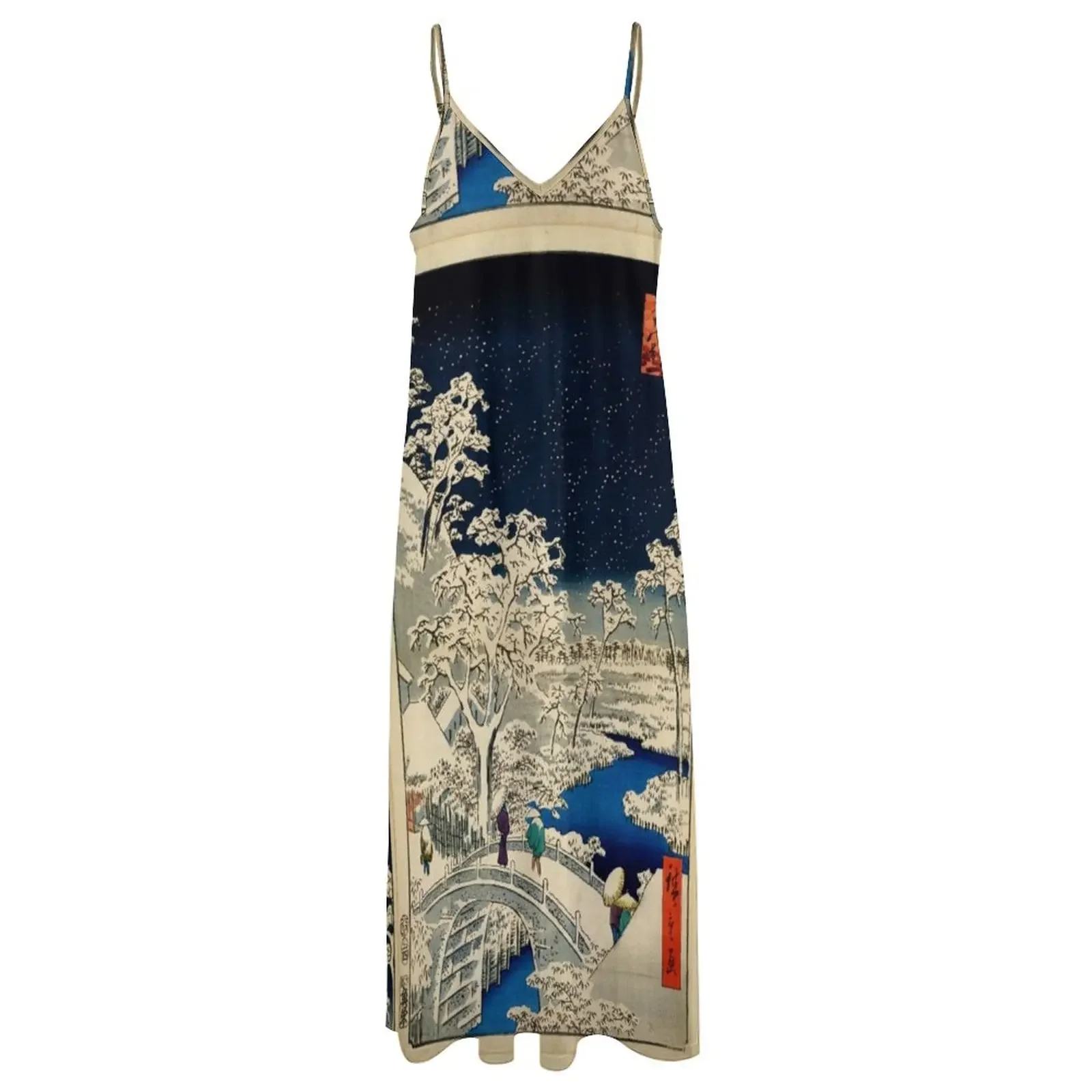 Ukiyo-e Ando Hiroshige Yuhi Hill and the Drum Bridge в Meguro (1856- 1858) Платье без рукавов Роскошное платье