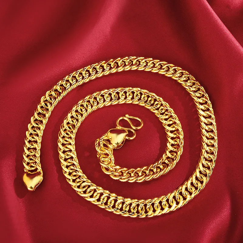 Ожерелье из настоящего золота AU999 Мужская модная золотая цепочка босса