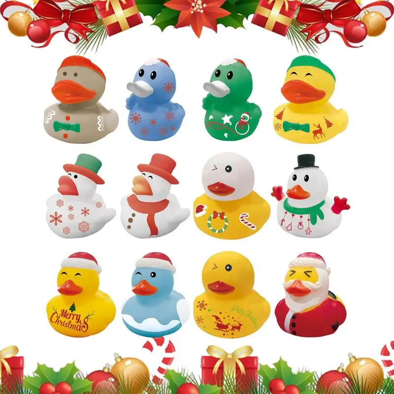 

Christmas Duckies 12Pcs Funny Duckies Bath Pool Toy Set Bathtub Toys Party Favors For Kids Bathing Showering School Carnivals