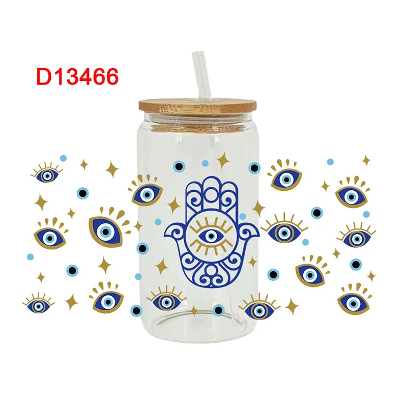 3D УФ-переносные наклейки DTF, обертывания для чашек 16 унций, волшебный глаз с принтом для DIY, стекло, керамика, металла, кожи и т. д. D12844 многоразовые наклейки собери пазл котёнок котэ и волшебный гараж