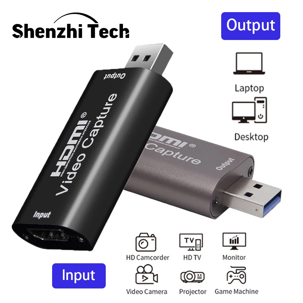 

Portable Audio Video Capture Cards HDMI to USB 2.0 1080P 4K Record Via DSLR Camcorder Action Cam for High Definition Acquisition