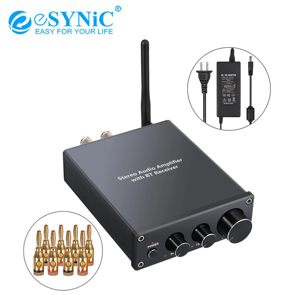 

eSYNiC Bluetooth-compatible CSR8645 Audio Amplifier 2 Channel TPA3116D2 Support aptX 50W RMS X 2 Hi-Fi Class D Integrated Amp