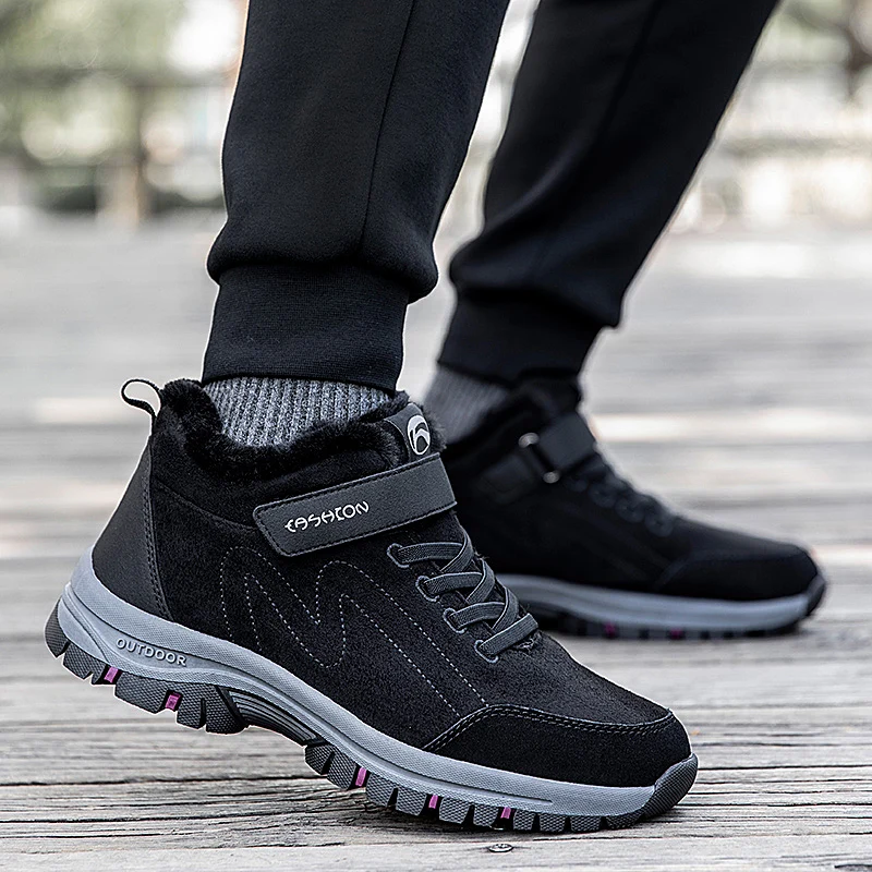 STRONGSHEN Winter Women Shoes Keep Warm Cotton Plush Flat Casual Shoes Men And Women Non-Slip Walking Sneakers Zapatos Planos