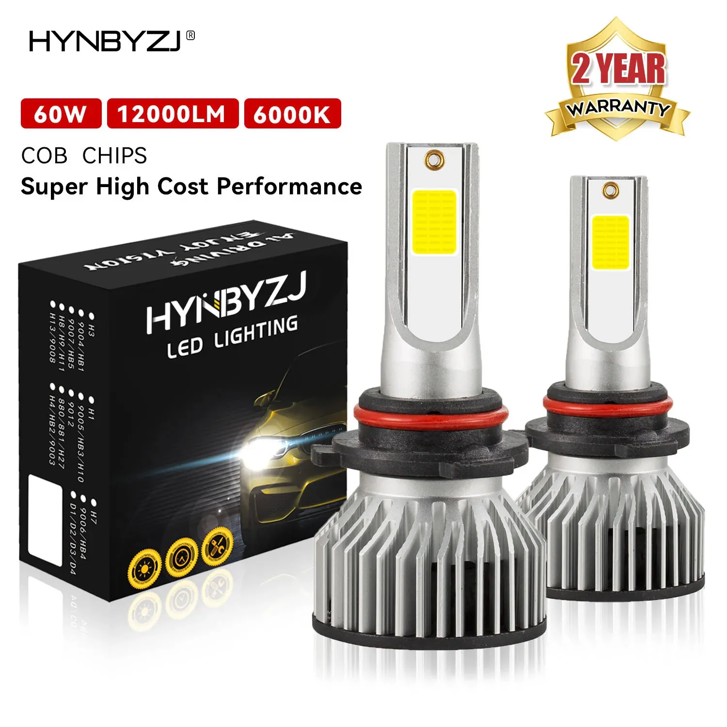 HYNBYZJ 2 шт. H4 светодиодные лампы фасветильник H7 H1 12000LM автомобисветильник ры s H8 H9 H11