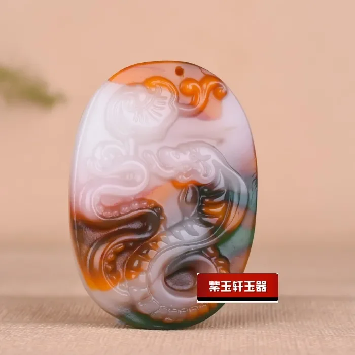 Красочный нефритовый китайский зодиак кулон ожерелье ювелирные изделия ручной