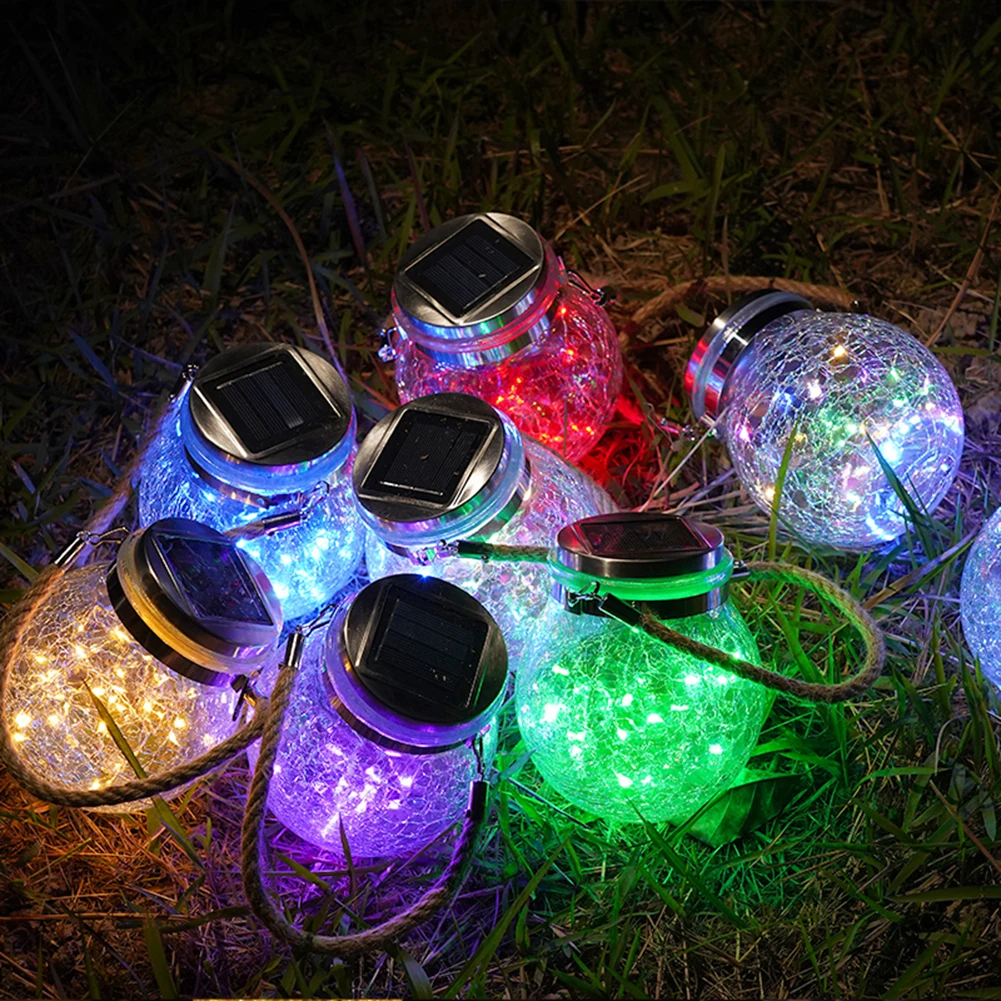 

Cracked Glass Ball Lantern Solar Light Outdoor Lighting Garden Hanging Glass Ball Lamp LED Garden Courtyard Decoration