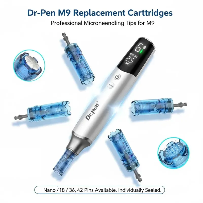 Фото Картриджи DrPen M9 Professional с 18, 36 и 42 нано-иглами, интеллектуальное распознавание картриджей, совместимые расходные материалы №1
