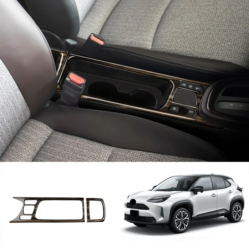 

RHD для Toyota Yaris cross 2021 2022 ABS углеродное волокно черная деревянная центральная консоль держатель стакана для воды декоративная крышка отделка наклейки