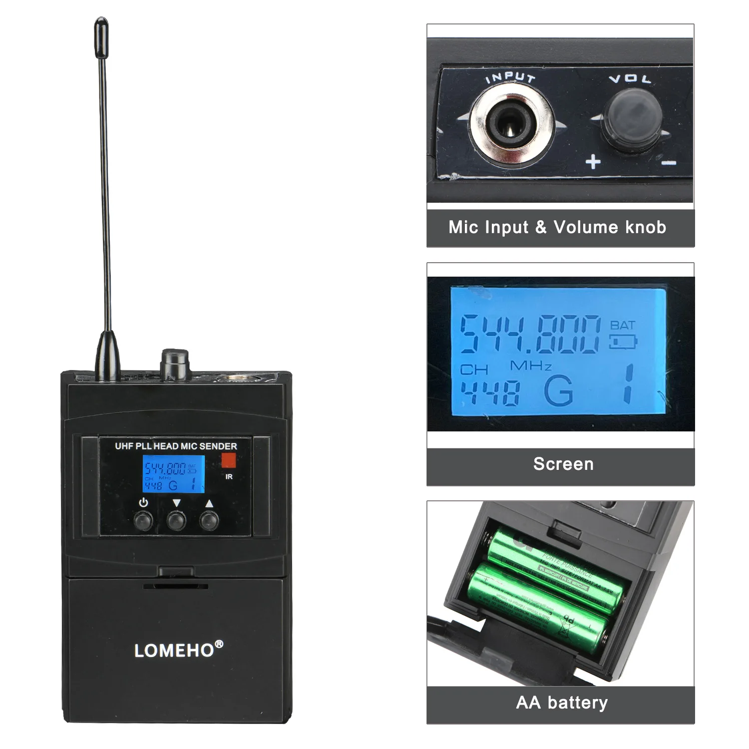 Беспроводной микрофон LOMEHO UHF 2 канала 450 каналов 50 м Регулируемая частота
