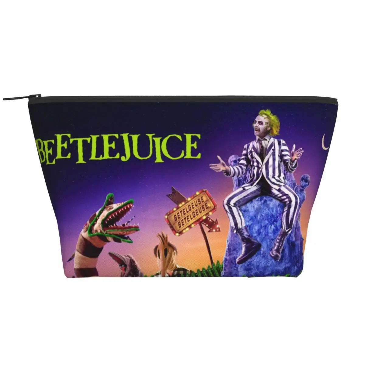 

Custom Beetlejuice Travel Cosmetic Bag for Women Horror Movie Film Tim Burton Makeup Toiletry Organizer Beauty Storage Dopp Kit