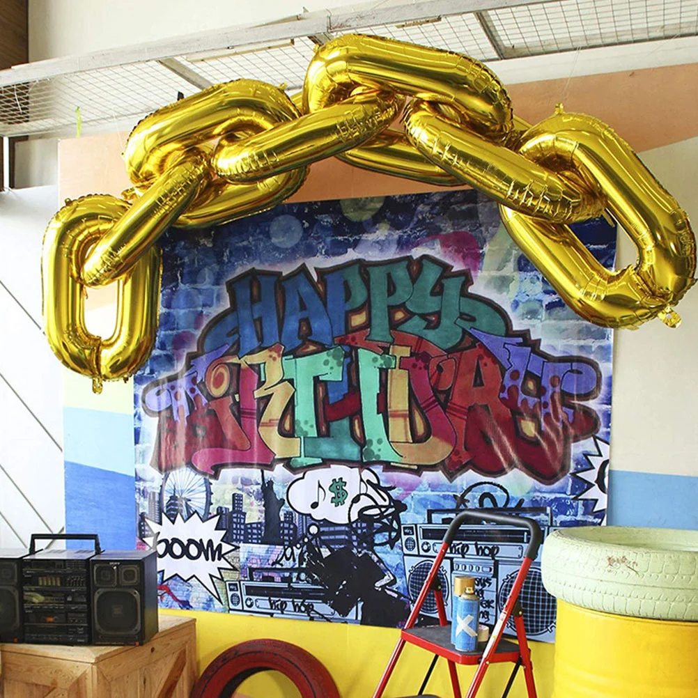 

Chain Balloons Party Decorations Gold 90S 80S Link Balloon Theme Decor Aluminum Linkinghop Hip Adults Juneteenth 2000S