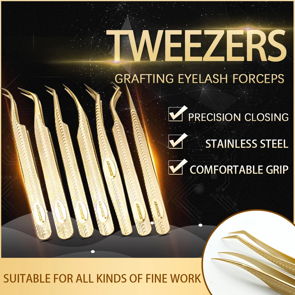 

LAKANAKU Stainless Steel Eye Lashes Tweezers False Fake Eyelashes Curler Extension Tweezers Nippers Applicator Clip Makeup Tools