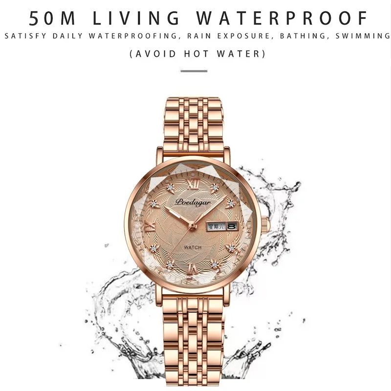 New Hot Selling Waterproof Calendar High Strength Coated Women's Quartz Glow Watch For Exquisite Engagement And Holiday Gifts enlarge