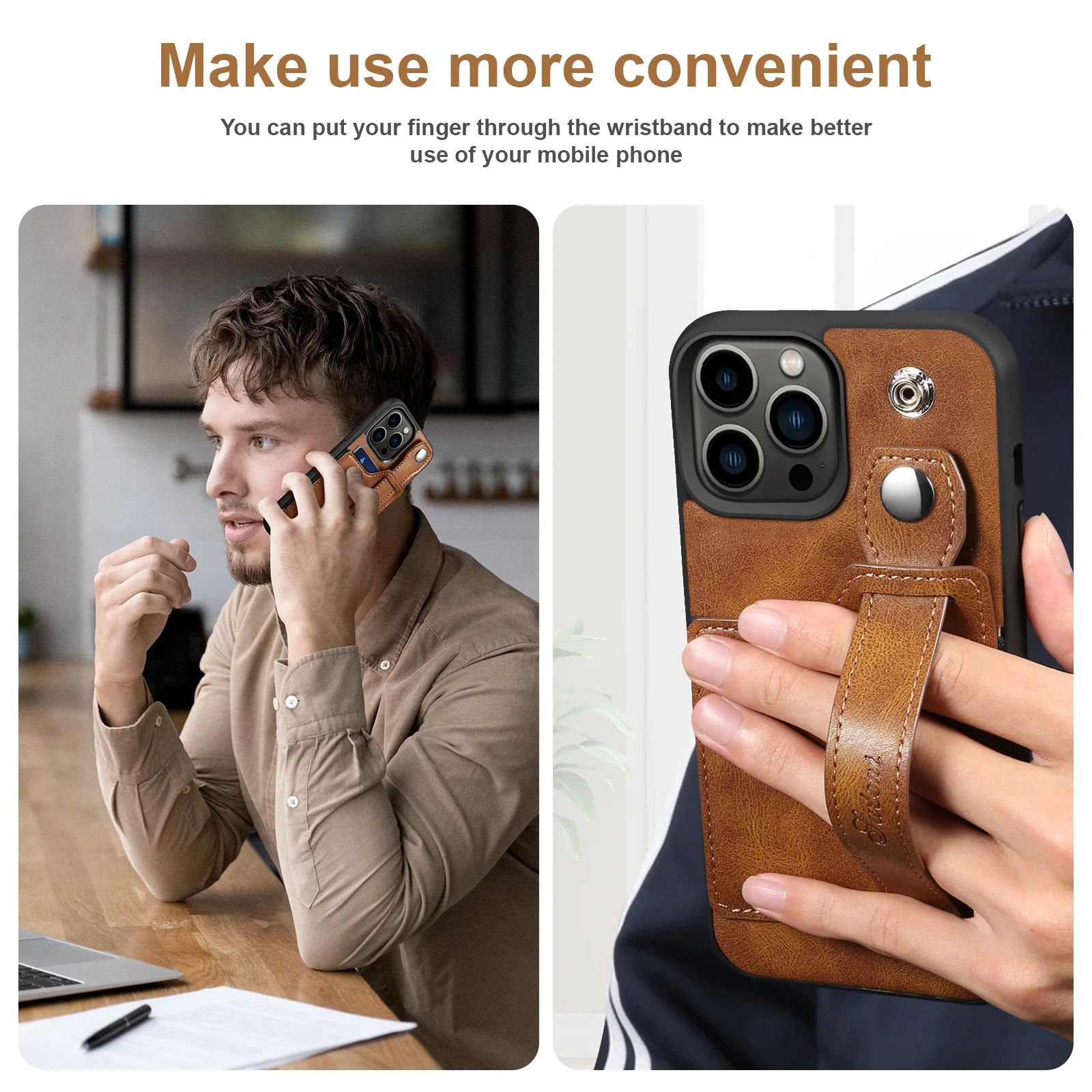 Leather case for iPhone14 Pro 13mini 12promax 11pro x xr xs 7plus 8plus 7 se2 wristband support protective leather iphone |