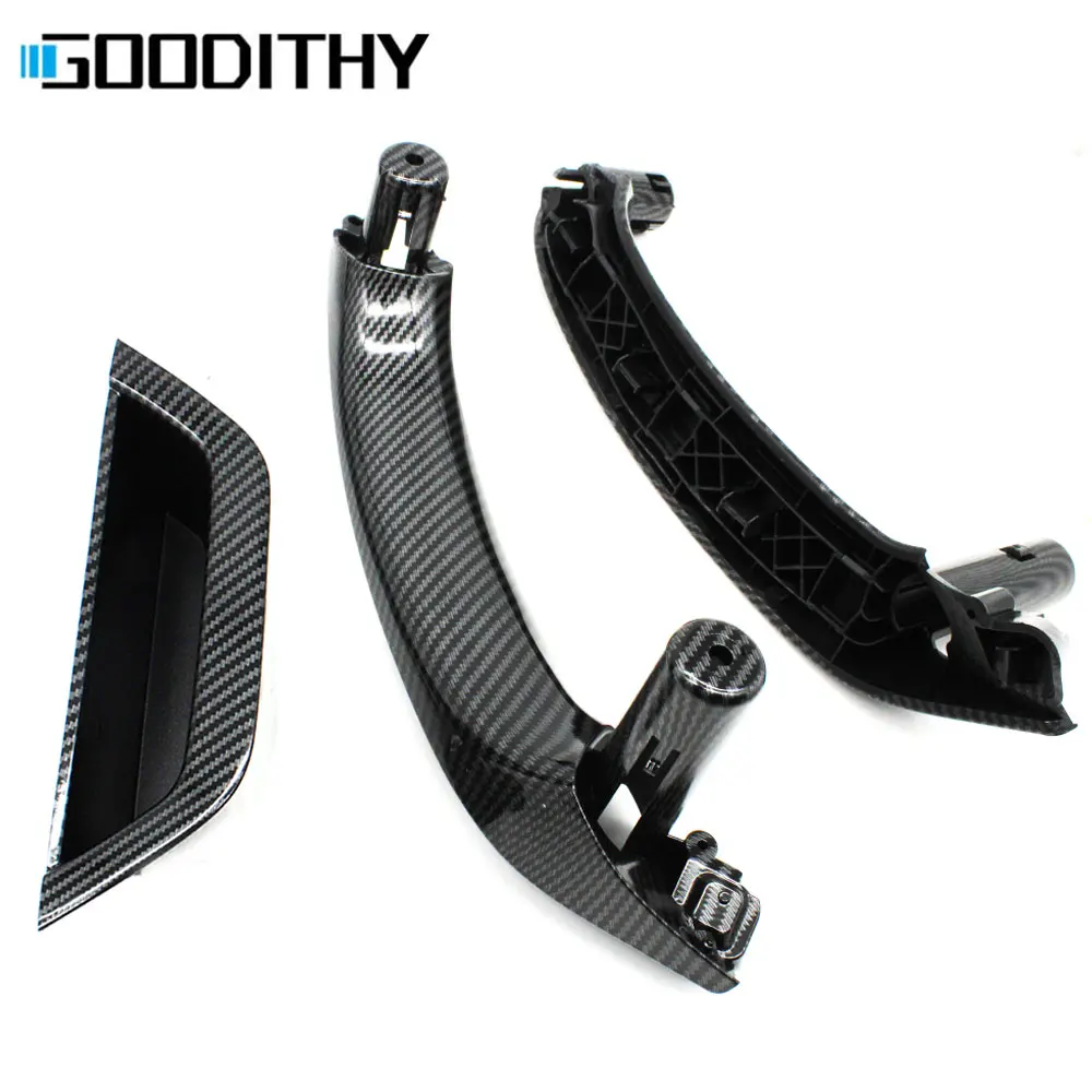 LHD RHD Carbon Fiber Left Right Interior Door Pull Handle Armrest Panel Cover Trim Replacement For BMW X3 X4 F25 F26 2010-2016