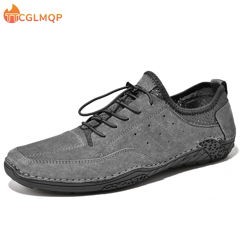 

2022 New Men's Soft Leather Casual Shoes Fashion Driving Shoes Classic Lace-Up Flats Comfortable Loafers Moccasins Big Size