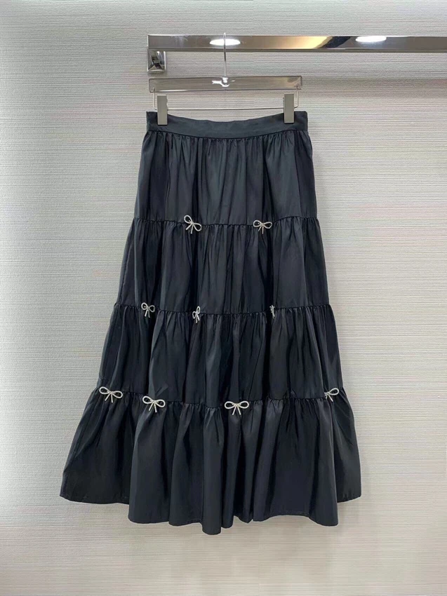 

2023 new women fashion sexy casual elastic bow diamond decoration A word pendulum all-match skirt skirt 0614
