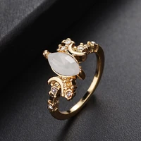 vintage ring bohemian moon glass filled natural moonstone rings for women bride wedding party fashion jewelry