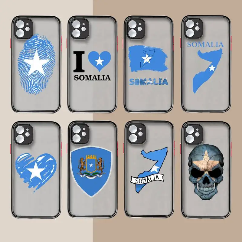 

Somali Somalia National Flag pattern Phone Case matte transparent For iphone 14 11 12 13 plus mini x xs xr pro max cover