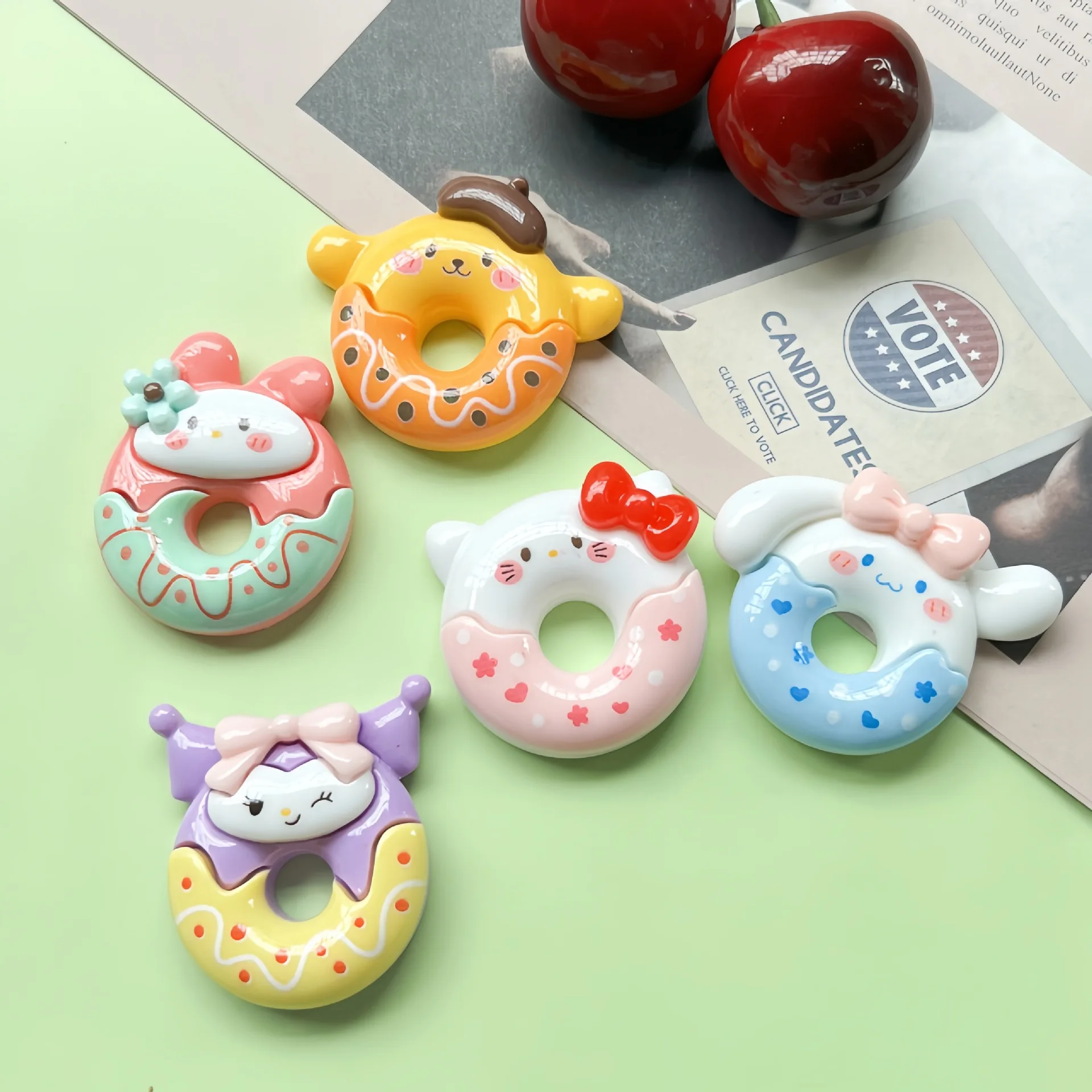 2 шт. мультяшный Яркий лицо Sanrio пончик кабошон с плоской задней стороной детские
