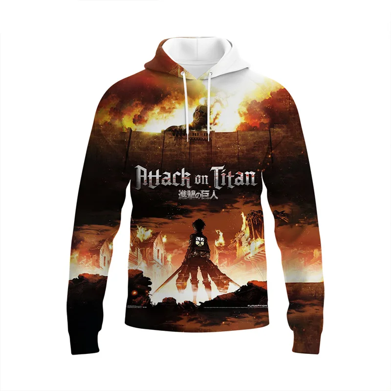 

Толстовка с капюшоном 3D для подростков, модный топ с капюшоном и принтом из аниме «атака на Титанов»