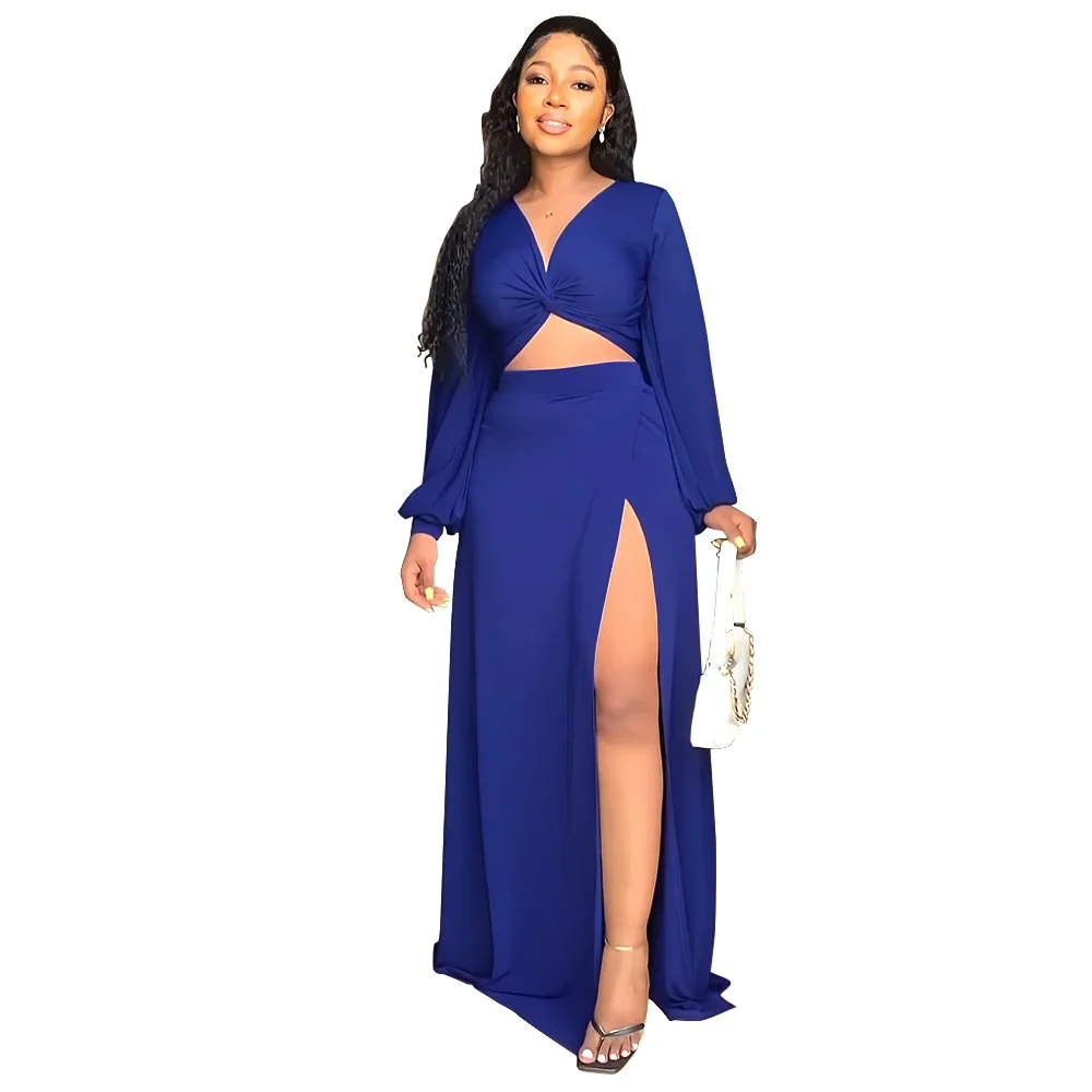 Повседневное однотонное женское платье с длинным рукавом одежда из двух частей в