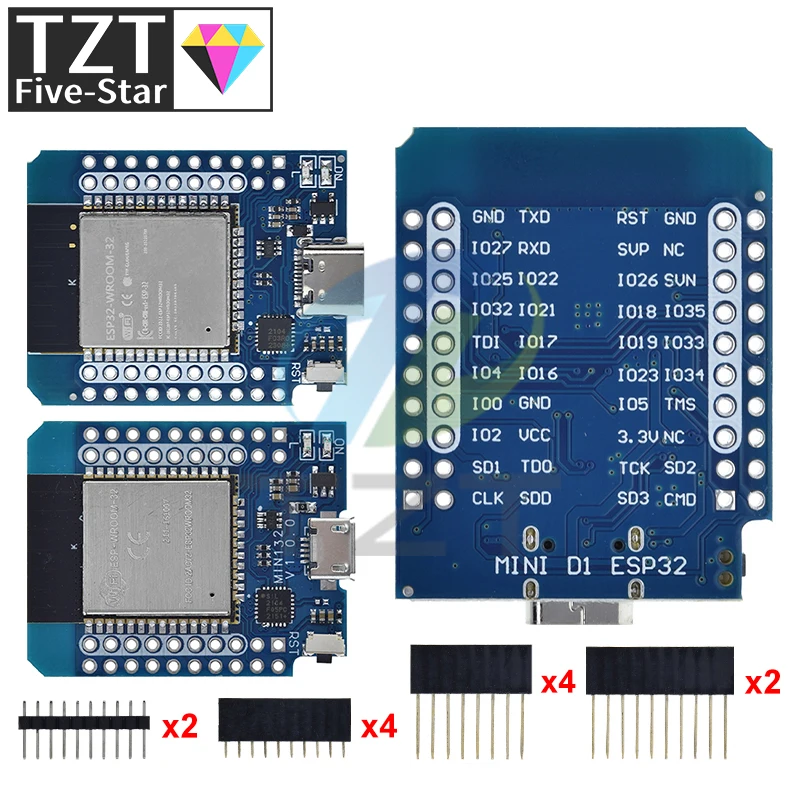 Макетная плата TZT для Wemos Mini D1 ESP8266 ESP32 ESP-32S WIFI Bluetooth CP2104 модуль Arduino с контактами