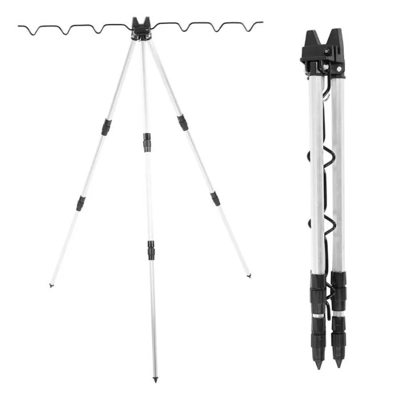 

Fishing Pole Support Frame 3-folded Fishing Rod Rest Base Load-bearing Telescopic Fishing Rod Bracket Holder Tripod Stand Sea