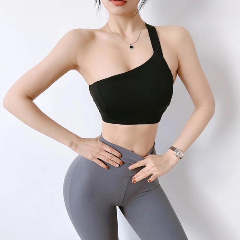 

Running shockproof underwear women's single shoulder strap sexy fitness vest sports gather beautiful back yoga bra