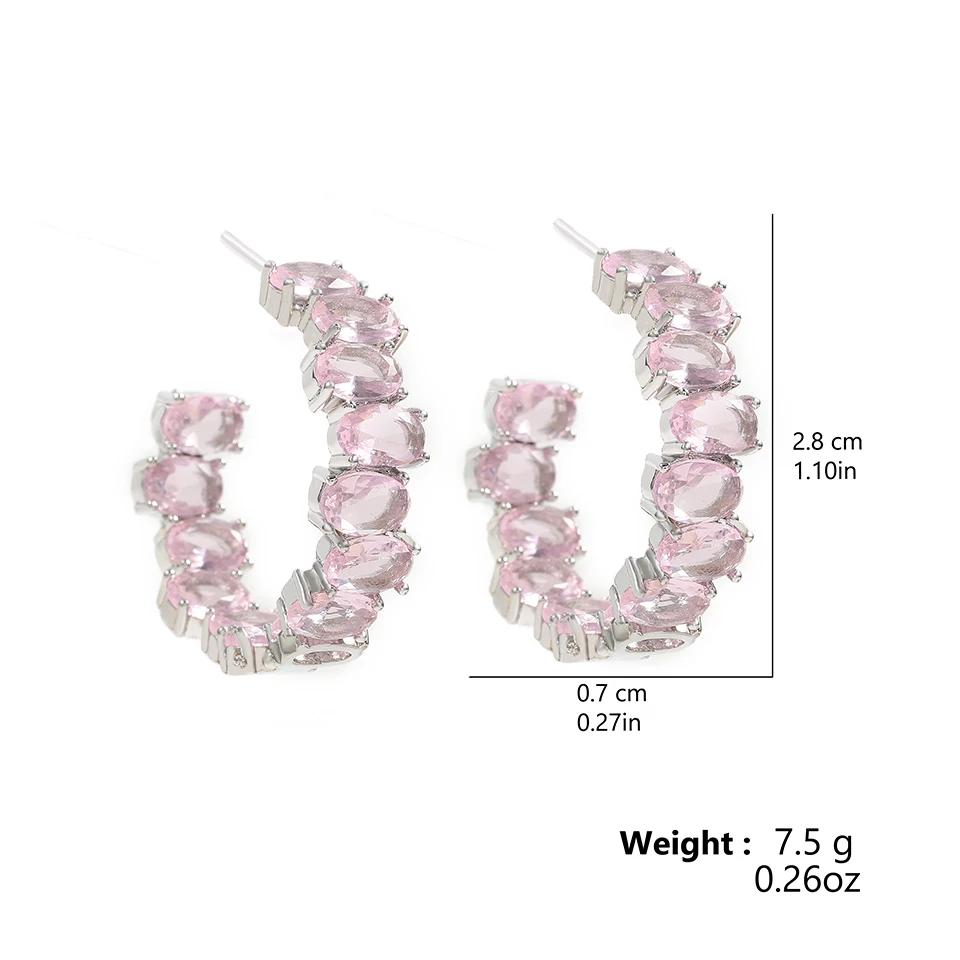 ZAKOL новые розовые овальные циркониевые серьги-кольца в форме CC для женщин модные