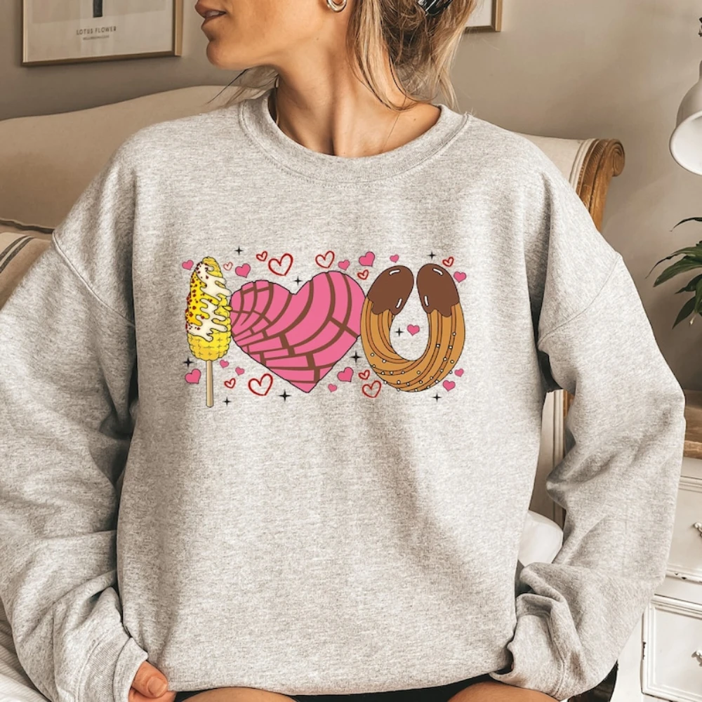 Свитер I Love U Conchas Elotes Churros свитер на День святого Валентина мексиканский подарок