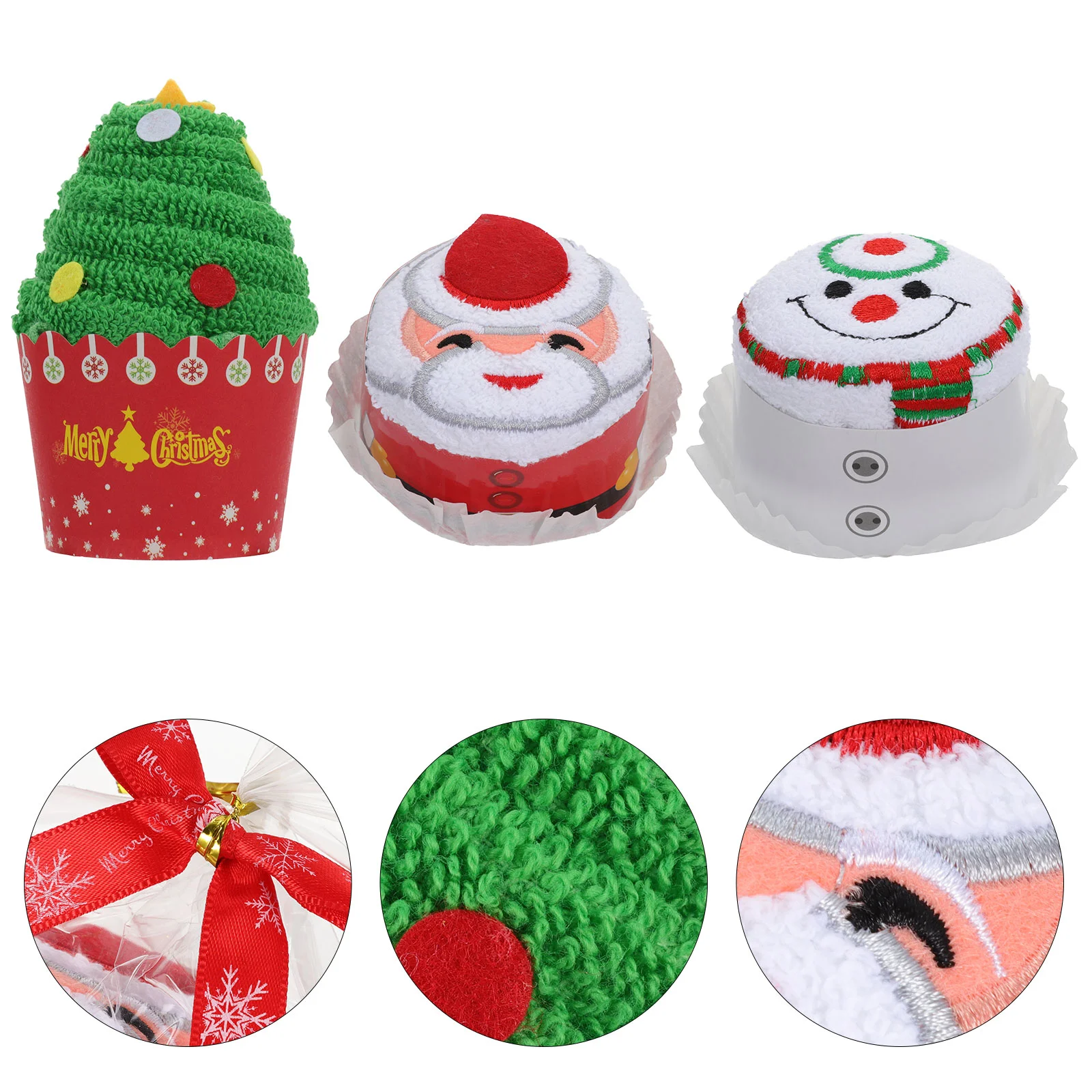 

Christmas Towel Towels Kitchen Modelling Party Washcloth Holiday Decoration Favors Cake Fingertip Bathcupcake Face Cotton Gift