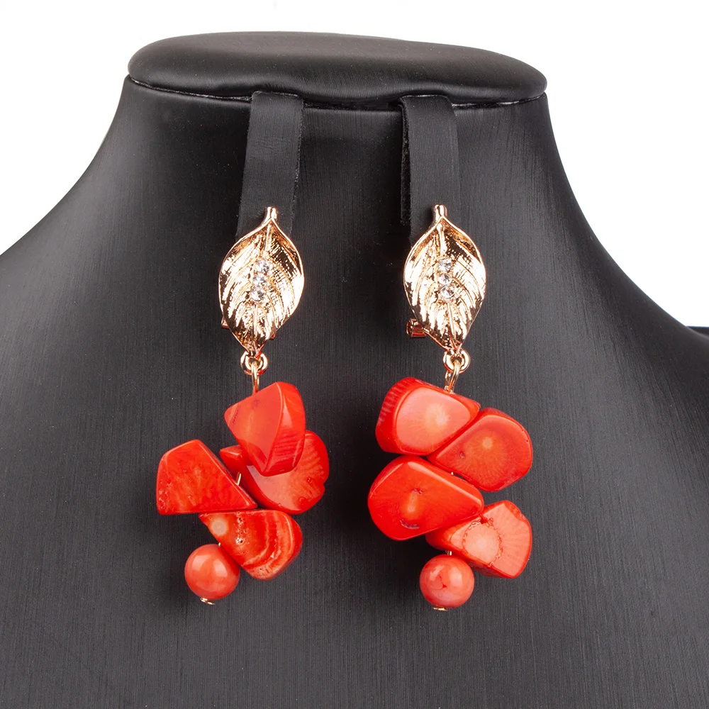 Роскошный Красный настоящий оригинальный коралловый комплект ювелирных изделий