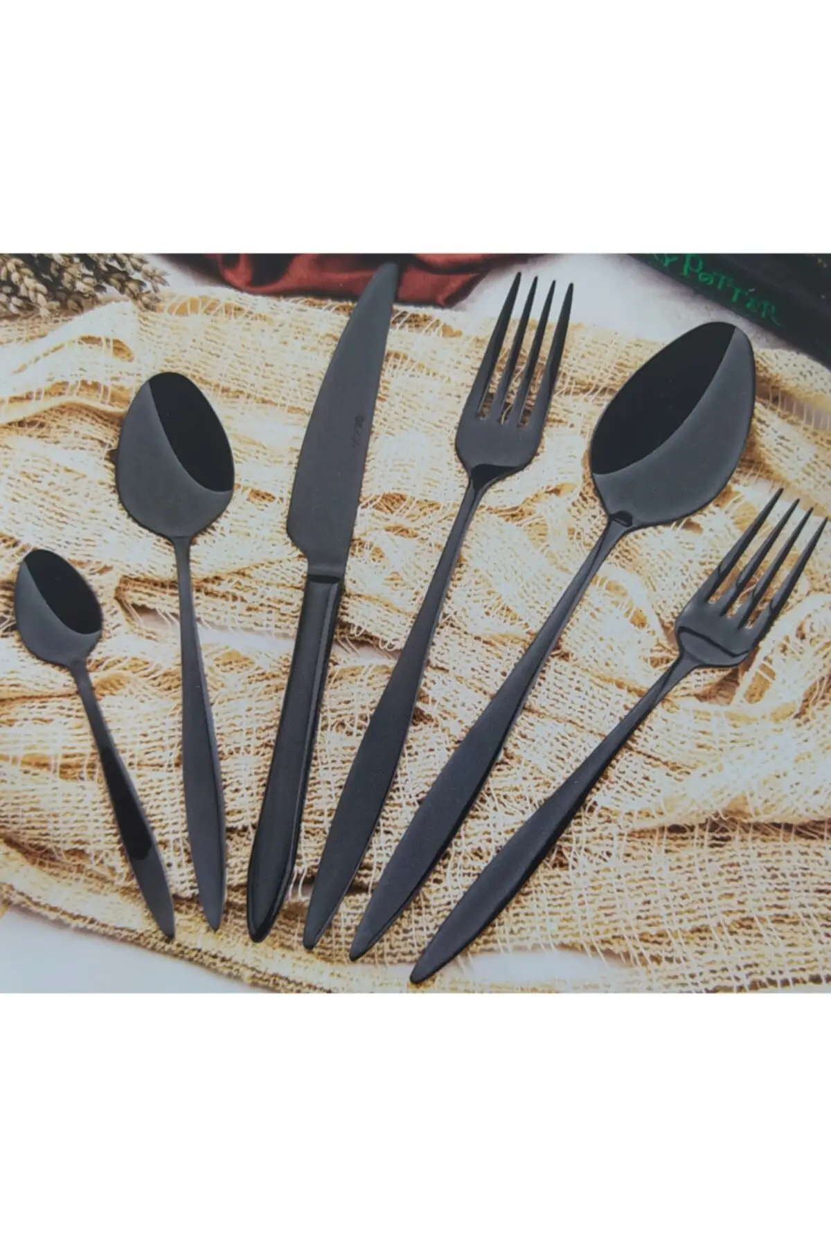 

Titanium Black Cutlery Set of 6 36 Pieces Set 304 quality 18/10 steel 3 mm plain (grossy) surface kitchen serve NZH-50 069