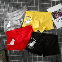 men cotton boxer shorts breathable comfortable underwear cartoon male youth elastic underpants soft sexy u convex pouch panties