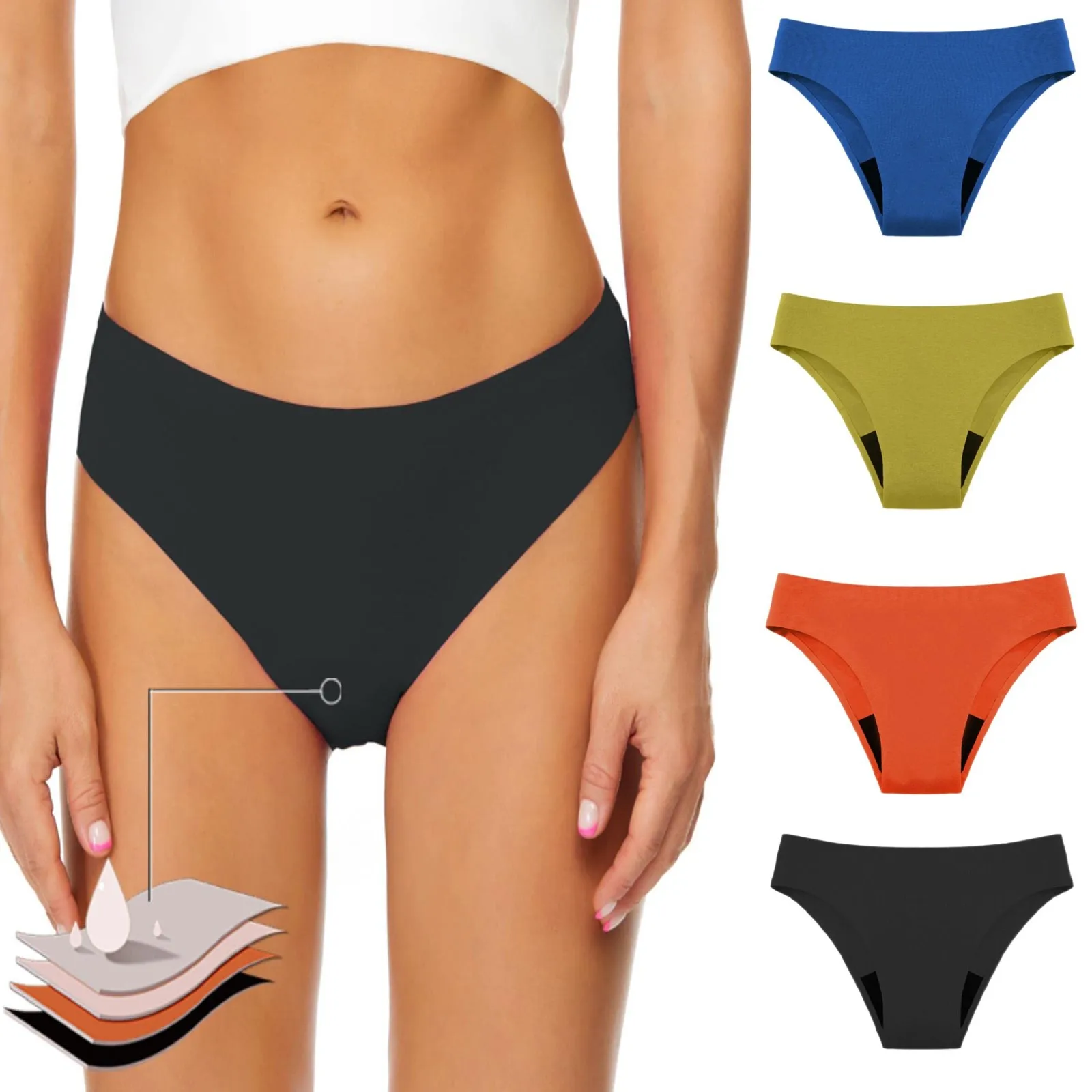 

Womens Menstrual Physiological Swimming Trunks Leak Proof 4 Layer Menstrual Underwear High Flow Mesh Underwear Panties Plus