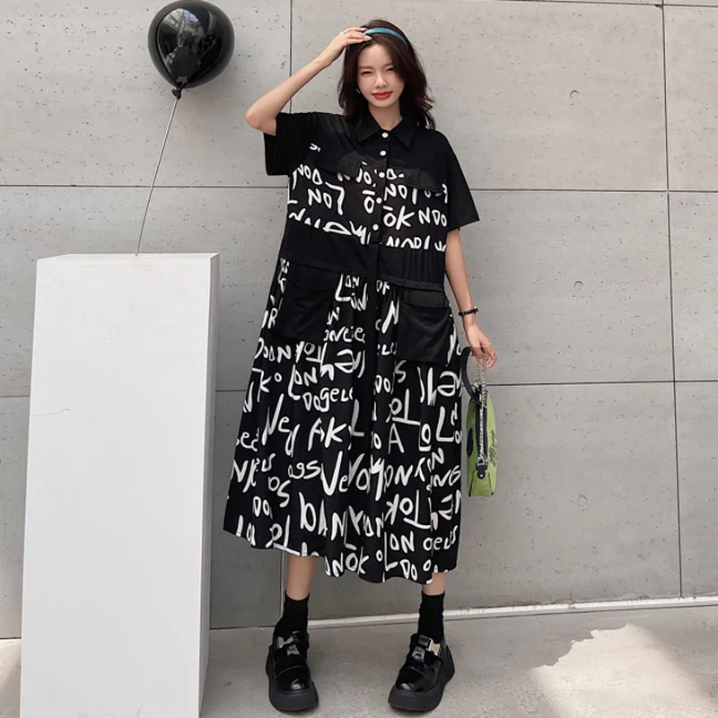 Женское длинное платье-поло NYFS свободное хлопковое платье в Корейском стиле с