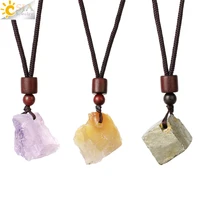 csja irregular natural gem stone necklace pink quartz pendant healing fluorite crystals pendants jewelry gift for women men g965
